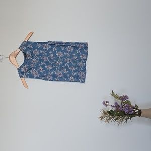 Topshop Floral Collared Sleeveless Top - Vintage Blue